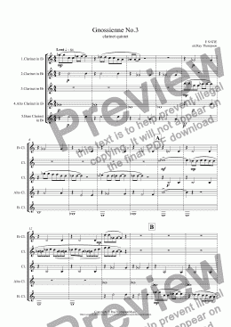 page one of Satie: Gnossienne No.3 (clarinet quintet)