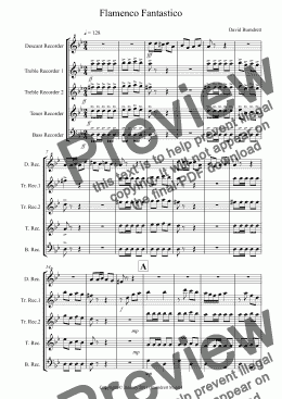 page one of Flamenco Fantastico for Recorder Quintet