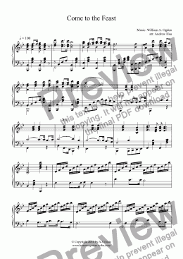 page one of Come to the Feast - Solo Piano