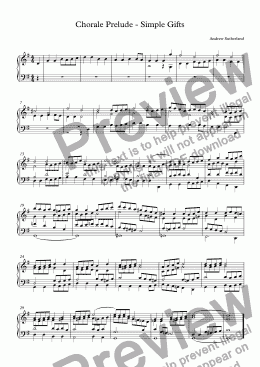page one of Chorale Prelude - Simple Gifts