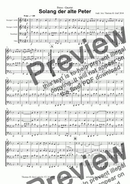 page one of Solang der alte Peter - Brass Quartet