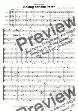 page one of Solang der alte Peter - String Quartet