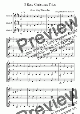 page one of 8 Easy Christmas Trios for Violin