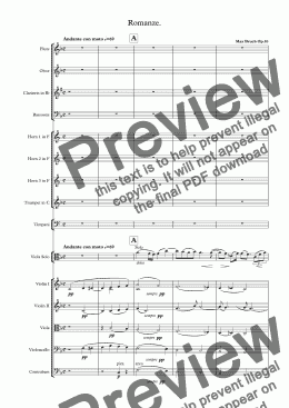page one of Bruch - Romanze for Viola and Orchestra Op. 85