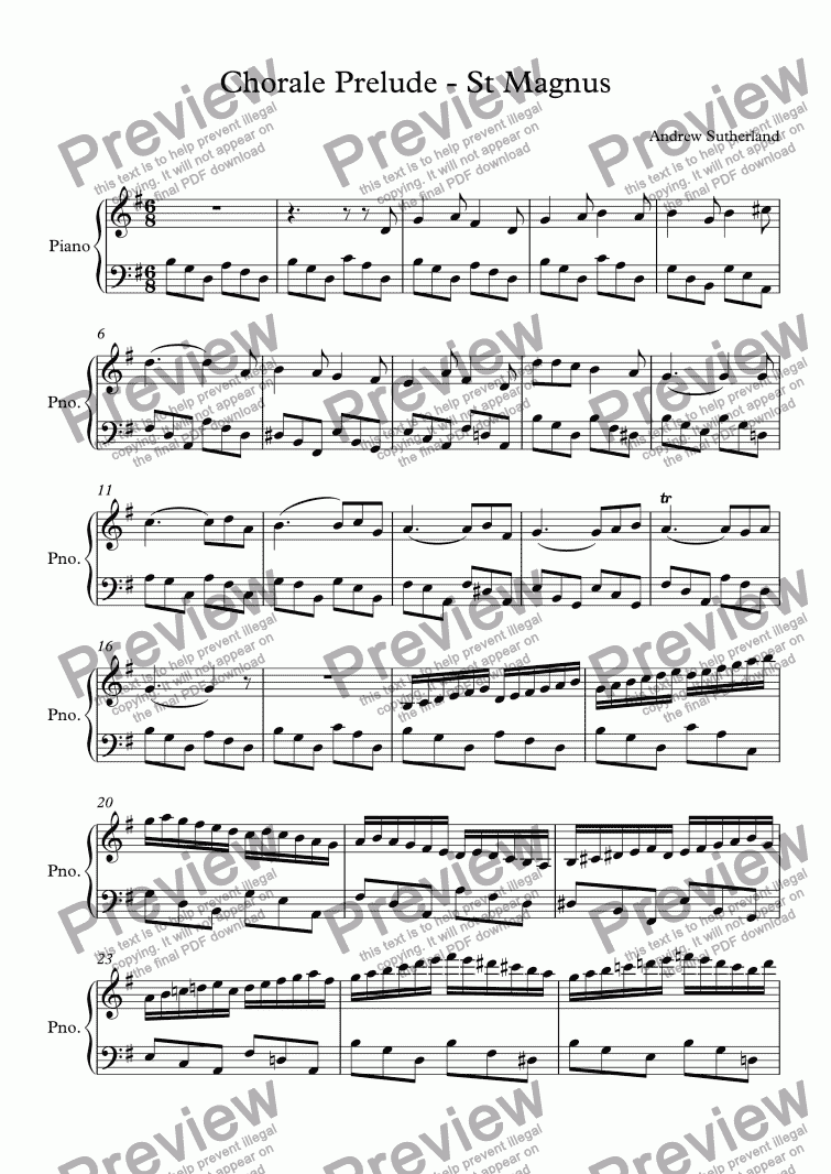 page one of Chorale Prelude - St Magnus