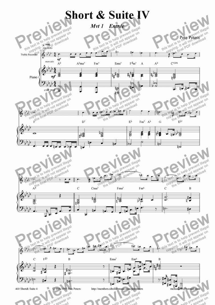 page one of Short & Suite 4 (solo inst + Piano)