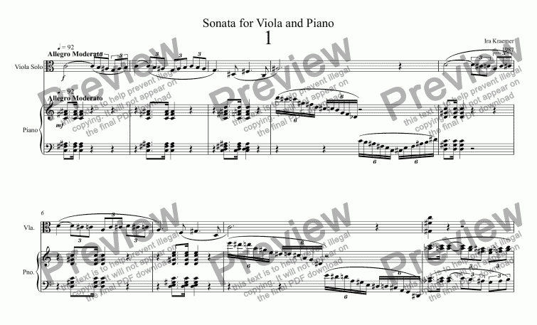page one of Sonata for Viola and Piano 1st Mvt.