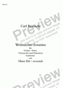page one of Reinecke, Weihnachts-Sonatine nach op. 251 Nr. 3 (fl, vc, kl)