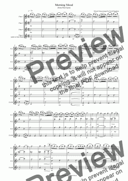 page one of Morning Mood (from Peer Gynt) for Flute Quartet