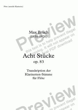 page one of Bruch, Acht Stücke op. 83 – Flöte (anstelle Klarinette oder Violine)