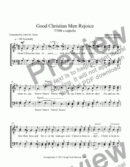 page one of Good Christian Men Rejoice - a cappella men’s chorus