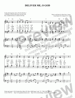 page one of Deliver Me, O God (Psalm 59 paraphrase) SATB Hymn + Keyboard