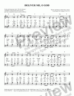 page one of Deliver Me, O God (Psalm 59 paraphrase) SATB Hymn