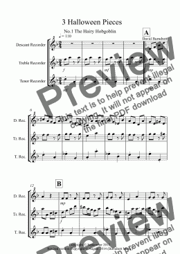 page one of 3 Halloween Pieces for Recorder Trio