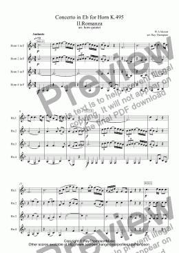 page one of Mozart: Concerto No.4 in Eb for Horn K.495 Mvt.II. Romanza (arr.horn quartet)
