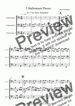 page one of 3 Halloween Pieces for Cello Trio