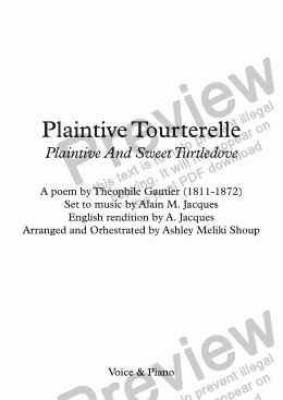 page one of Plaintive Tourterelle (A. Jacques / Gautier) - bilingual