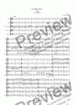 page one of Holst: St. Paul’s Suite I. Jig (arr. wind quintet)
