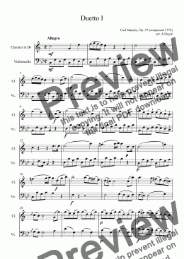 page one of Duetto I for Clarinet and Cello