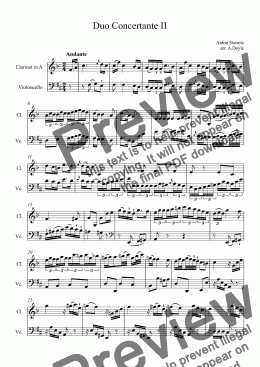 page one of Duo Concertante II for Clarinet in A and Cello