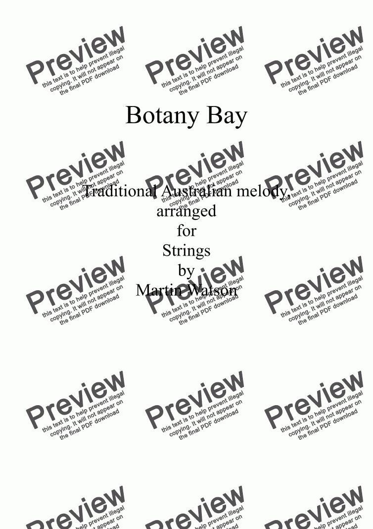 page one of Botany Bay for String Orchestra/Quartet