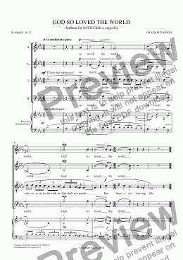 page one of ANTHEM - ’GOD SO LOVED THE WORLD’ for SATB Choir a cappella. Unperformed Student composition. (Overshadowed by Stainer!)