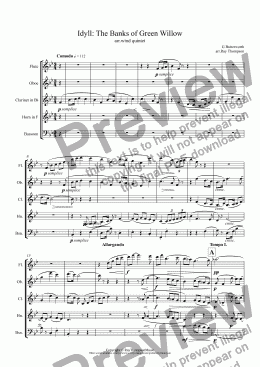 page one of Butterworth:: The Banks of Green Willow ( Idyll ) transposed into Bb arranged wind quintet