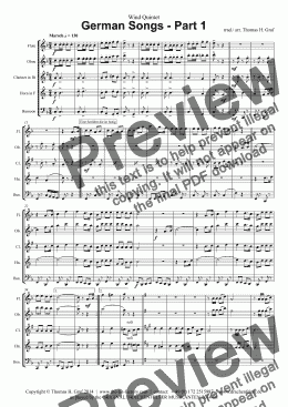 page one of German Songs - Part 1 - Wind Quintet