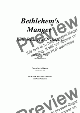 page one of Bethlehem’s Manger, Reduced Orchestra