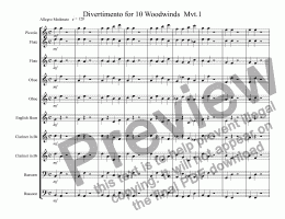 page one of Divertimento for 10 Woodwinds  Mvt.1