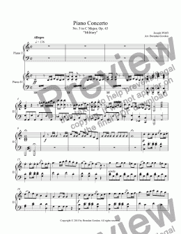 page one of Piano Concerto No. 5 in C by Joseph Wölfl, "Military", 2-piano score