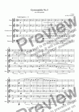 page one of Satie: Gymnopédie No.3 (arr.wind quintet)