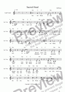 page one of Sacred Head (Lead Sheet)