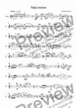 page one of 'Tidal motion' for solo flute