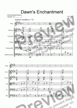 page one of DAWN'S ENCHANTMENT (Flute and String Orchestra)