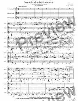 page one of Gounod: Marche Funèbre d’une Marionnette (Funeral March of a Marionette)(Hitchcock Theme) arr. clarinet trio