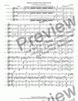 page one of Gounod: Marche Funèbre d’une Marionnette (Funeral March of a Marionette) (Hitchcock TV Theme) arr. clarinet quartet
