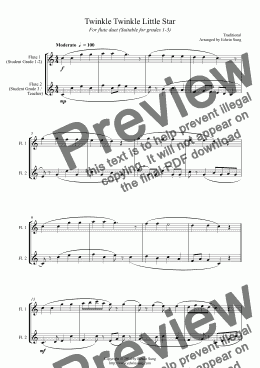 page one of Twinkle Twinkle Little Star (for flute duet, suitable for grades 1-3)