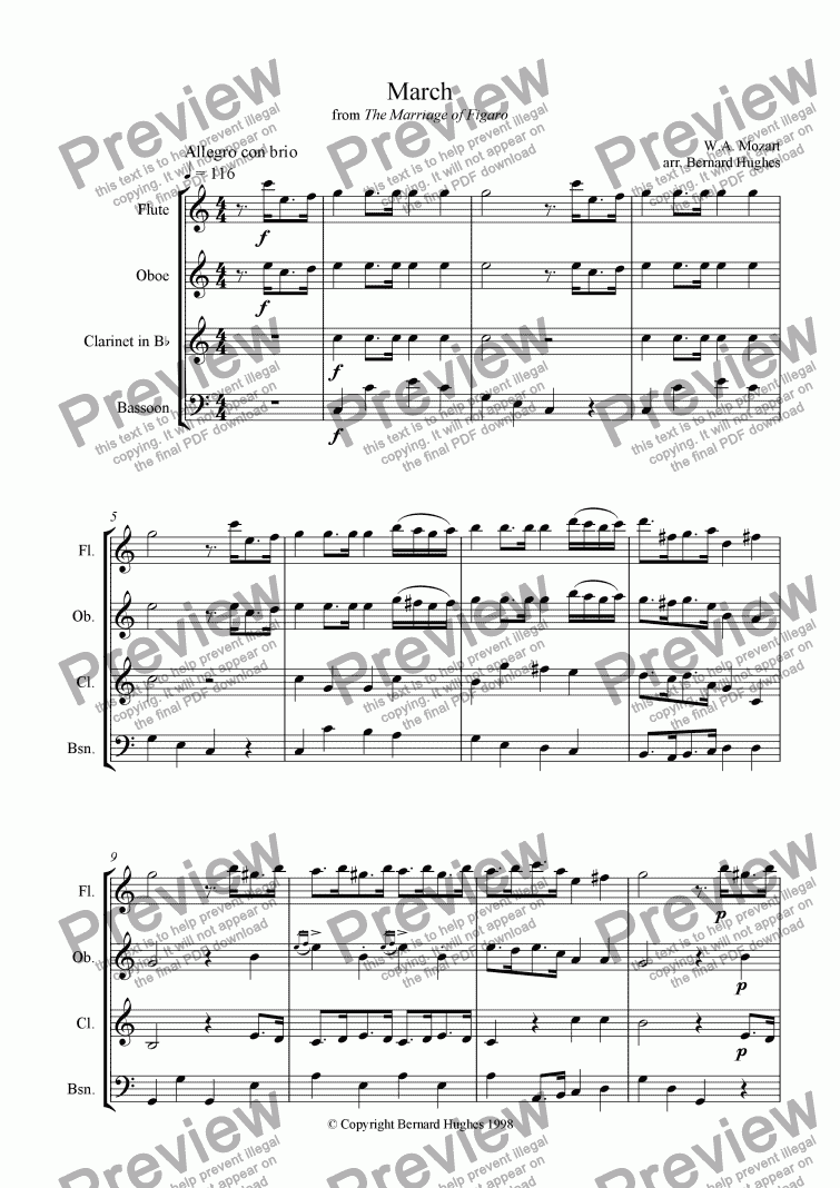 page one of 'March' from The Marriage of Figaro