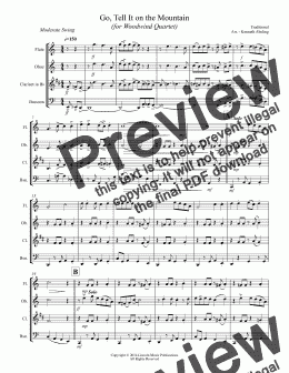 page one of Jazz Christmas Carol - Go Tell It on the Mountain (for Woodwind Quartet)
