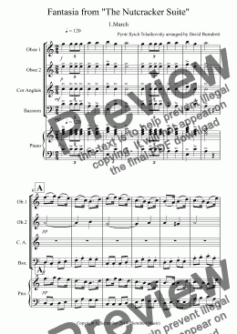 page one of March (Fantasia from the Nutcracker) for Double Reed Quartet