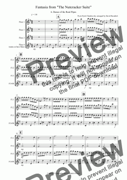 page one of Dance of the Reed Pipes (Fantasia from Nutcracker) for Flute Quartet
