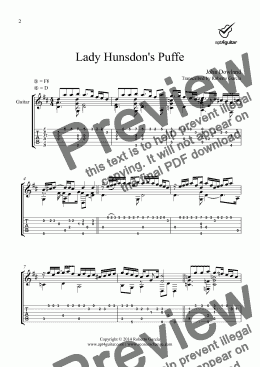 page one of Lady Hunsdon’s Puffe for solo guitar