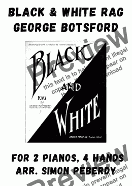 page one of Black and White Rag arranged for 2 pianos