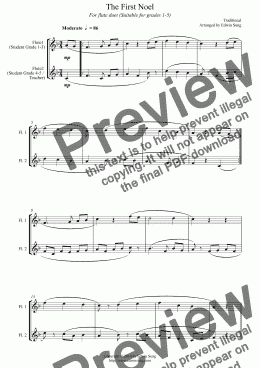 page one of The First Noel (for flute duet, suitable for grades 1-5)