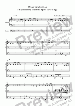 page one of Organ Variations on "I’m gonna sing when the Spirit says Sing"