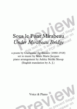 page one of Sous le Pont Mirabeau (A. Jacques / Apollinaire) - bilingual 