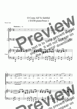 page one of O Come All Ye faithful new melody ( SATB piano/brass )
