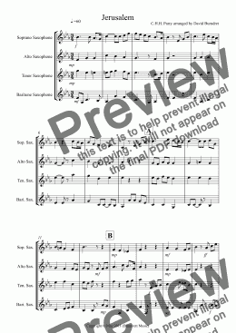 page one of Jerusalem for Saxophone Quartet