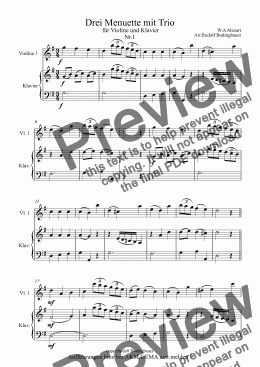 page one of Drei Menuette v.W.A.Mozart f.Violine u.Klavier